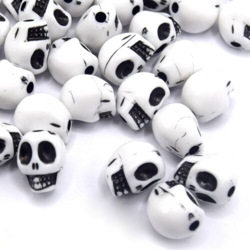 perle tête de mort blanc et noir halloween