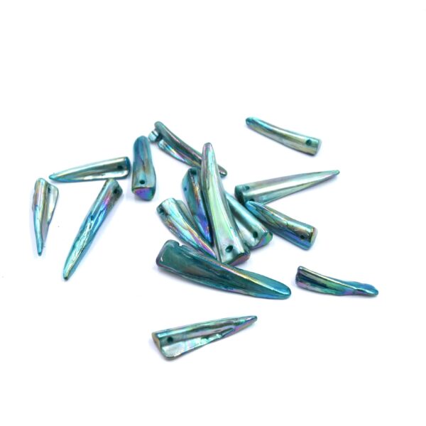 Perles Coquillage Eau Douce Galvanisé Bleu - Pointes Dent - 40cm (57-64 pcs) – Image 3