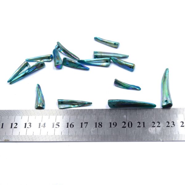 Perles Coquillage Eau Douce Galvanisé Bleu - Pointes Dent - 40cm (57-64 pcs) – Image 4
