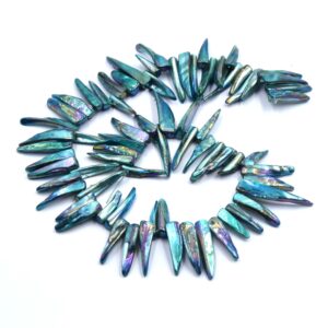perle de coquille d'eau douce galvanisé dent bleu8