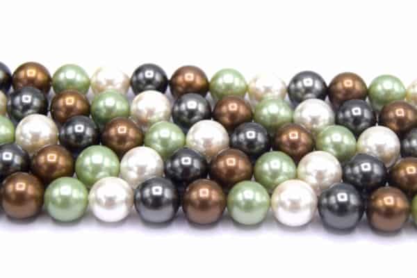 Perles coquille d'eau douce Grade a ronde 8mm mixte vert X20