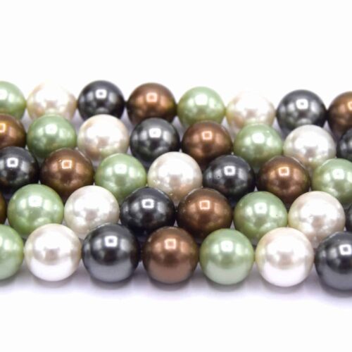 Perles coquille d'eau douce Grade a ronde 8mm mixte vert X20