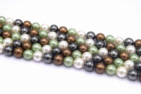 Perles coquille d'eau douce Grade a ronde 8mm mixte vert X20 – Image 3