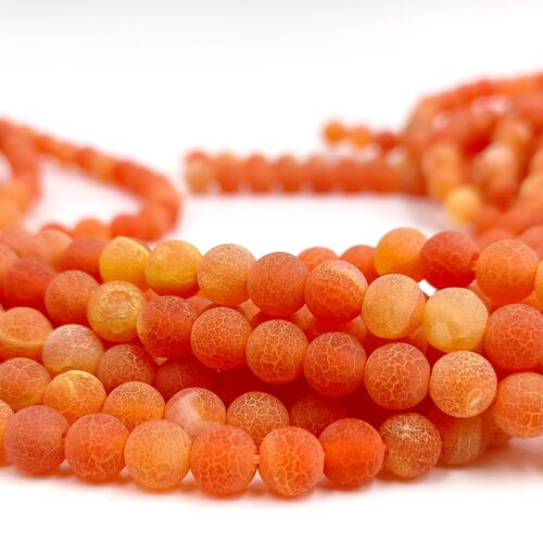 Perle agate orange veine de dragon 6mm