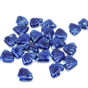 perle pour bijoux en céramique bleu faience forme coquillage