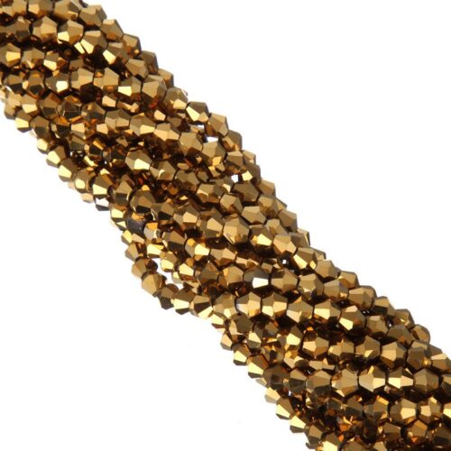 Perles facettes en verre toupie or 4mm