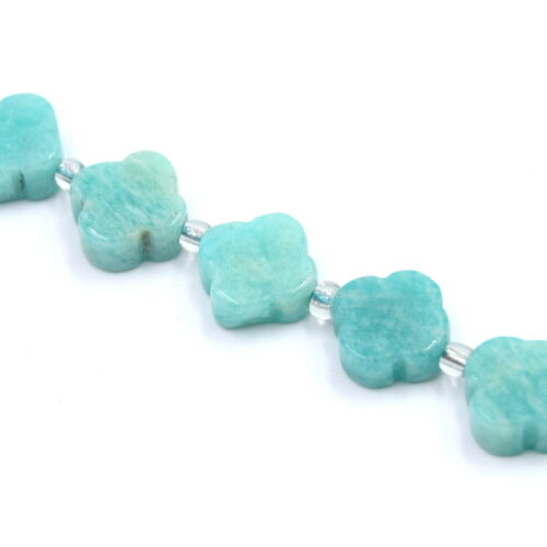 Perle trèfle amazonite naturelle-10mm, 2 perles-trefle-amazonite