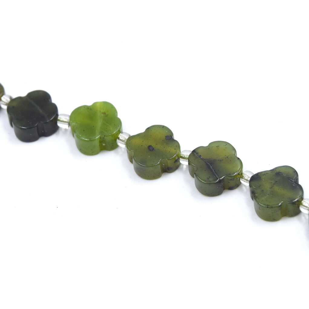 Perles Trèfle Jade Néphrite Naturel du Canada