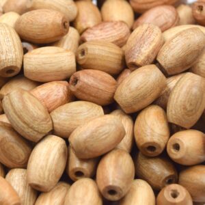 perles en bois de frêne forme olive 12mm artisanat français