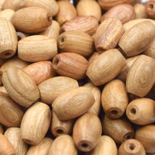 perles en bois de frêne forme olive 12mm artisanat français