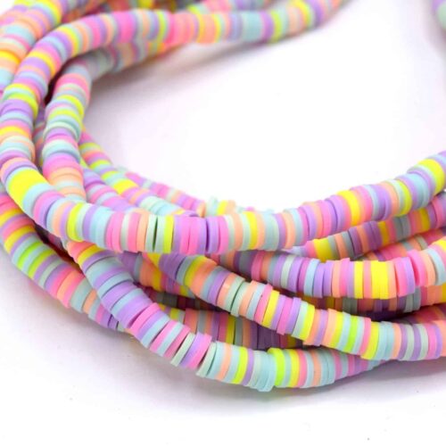 Chapelet de perles heishi Ø6mm mixte pastel