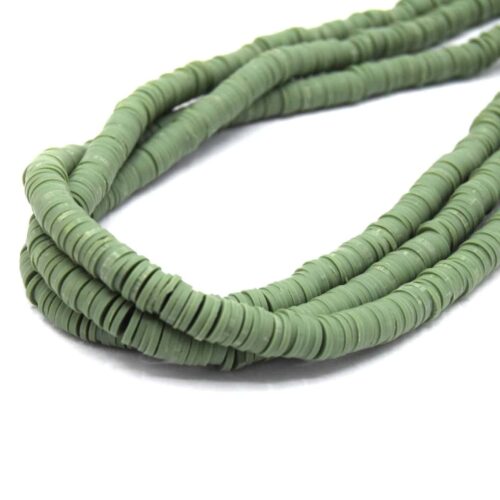 Chapelet de perles heishi Ø6mm vert kaki