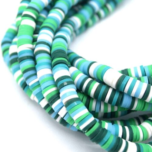 Chapelet de perles heishi Ø6mm mixte vert