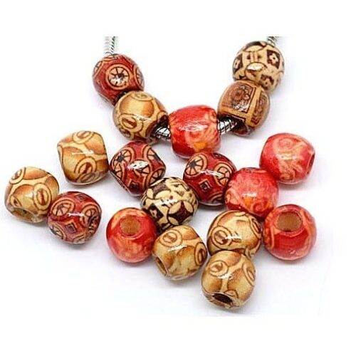Perles en bois mélange mixte tonneau