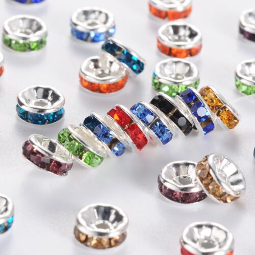 perle intercalaire strass multicolore rond