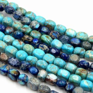 perle jaspe impérial turquoise et bleu marine nuggets