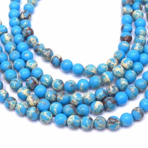 Perles de jaspe impérial bleu ciel Ø6mm