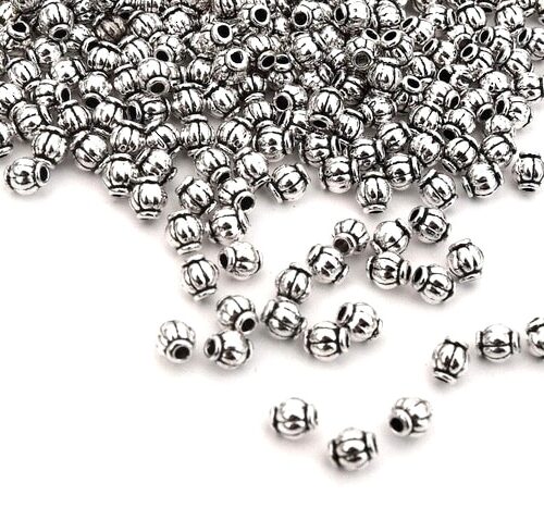 Perles Intercalaires métal citrouille argent 4mm