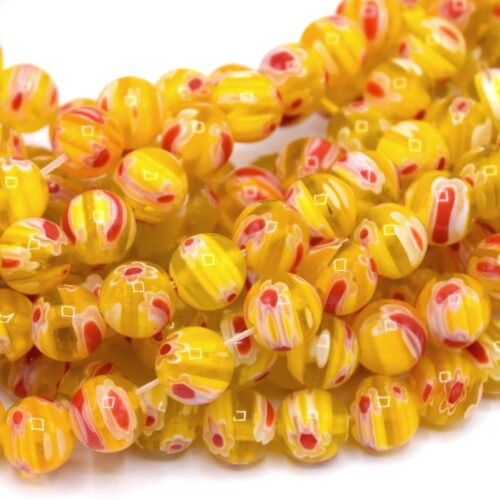 perle millefiori jaune 8mm