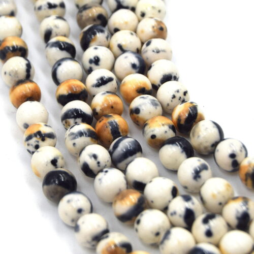 perle jade mixte beige et noir 6mm