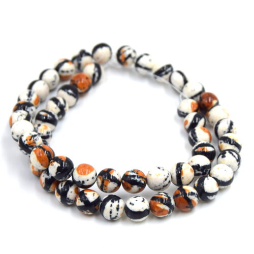 perle de jade teinté beige et marron 8mm