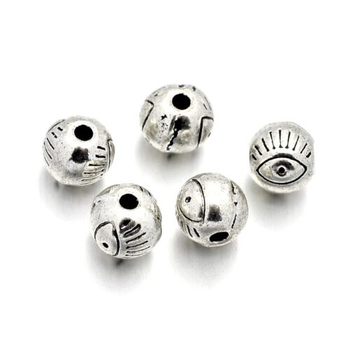Perles métal argent antique rond oeil 6mm