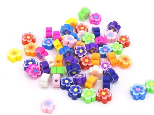 Perles fleurs de prunier multicolore ~10mm