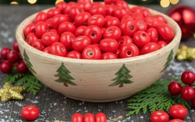 🎄 Créez la Magie de Noël : Des Bijoux Festifs avec nos Perles Rondelles en Porcelaine Rouge