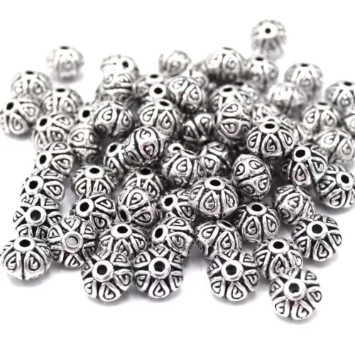 Perles rondelle gravé Argent Tibétain 7mm