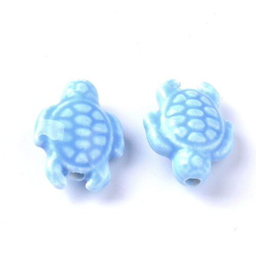 Perles tortues bleu ciel en porcelaine