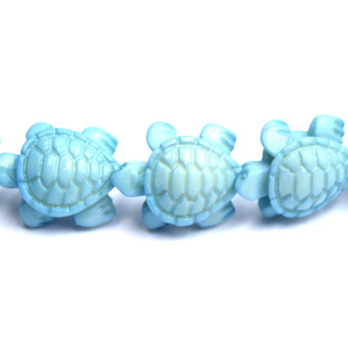 Perles tortues bleues corail synthétique 15mm x20