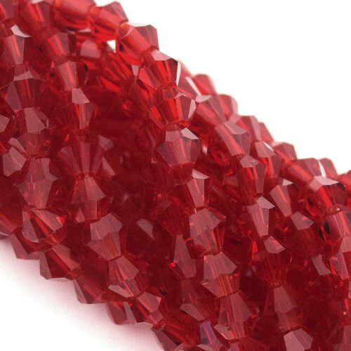 Chapelet de perles à Facettes toupie rouge