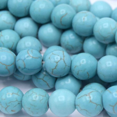 Perles turquoise synthétique ronde 10mm