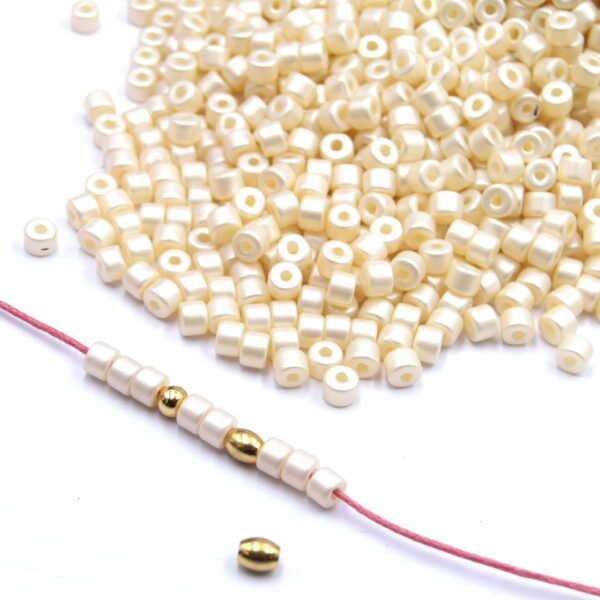 Perles Verre Nacrées Blanches | Colonne Effet Bronzage Été | Perles DIY Bijoux Plage | 5.5mm