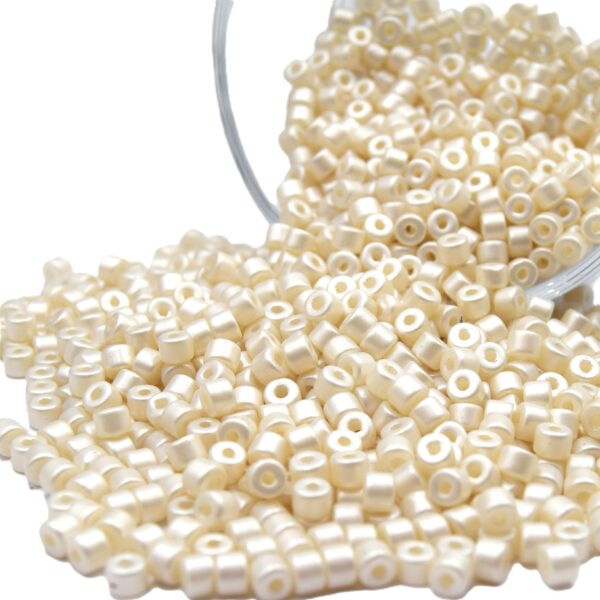 Perles Verre Nacrées Blanches | Colonne Effet Bronzage Été | Perles DIY Bijoux Plage | 5.5mm