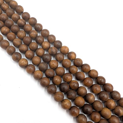 perles bois de santal marron 8mm