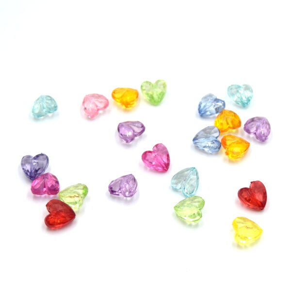 Perles coeurs à facettes multicolores 12mm X50 – Image 2