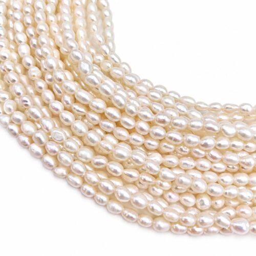 perles d'eau douce blanche 4mm grade a