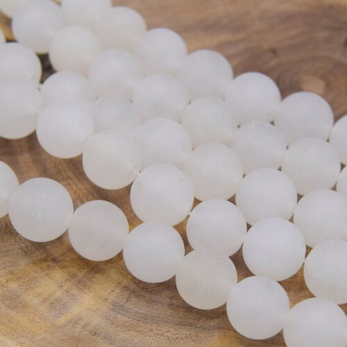 perles jade blanc givré Ø6mm perles de gemmes