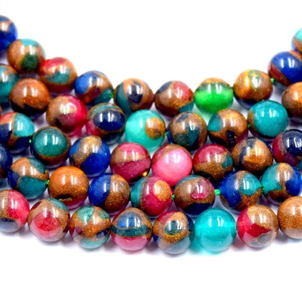 Perles de quartz marbré Multicolore, bronzite Ø4mm/6mm/8mm