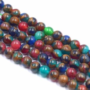 Perles de quartz marbré Multicolore, bronzite Ø4mm/6mm/8mm