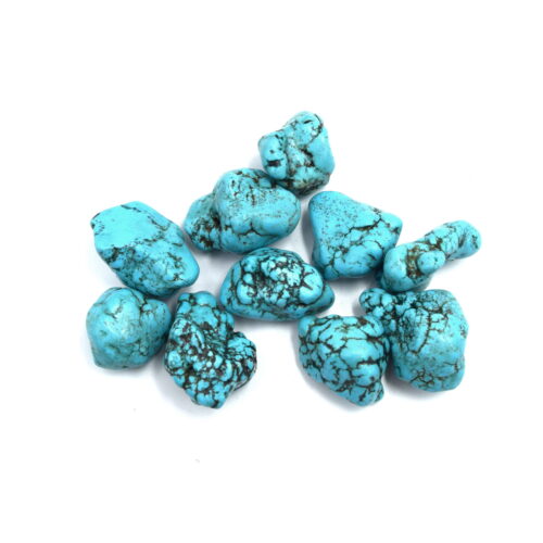 Pierres turquoise teintées non percées – Lot de 2 pierres roulées