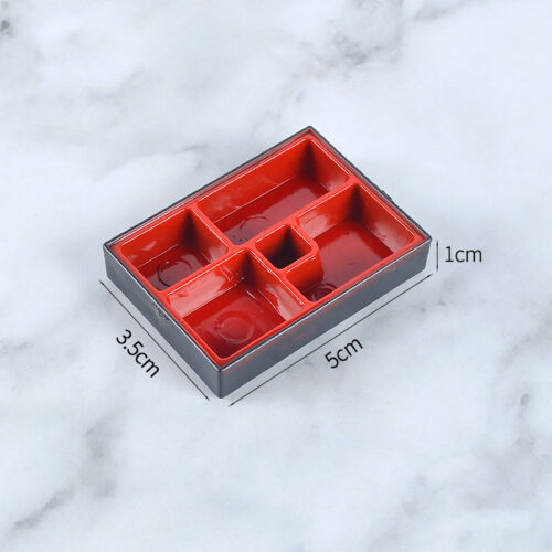 Plateaux rectangles rouge miniature x3