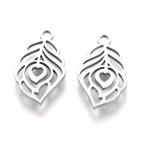 Pendentifs plume en acier inoxydable 304 argent
