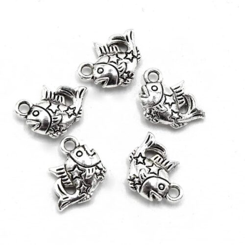 Breloques poissons métal argenté Etoiles 15mm