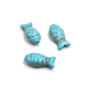 perles poisson turquoise – Perles synthétiques teintes
