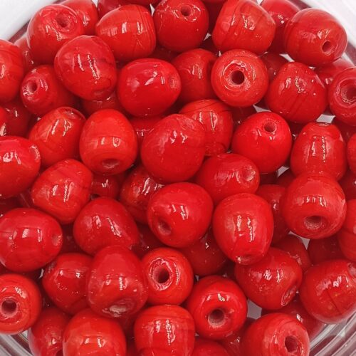 Perles lampwork pomme rouge en verre filé pour création de bijoux DIY