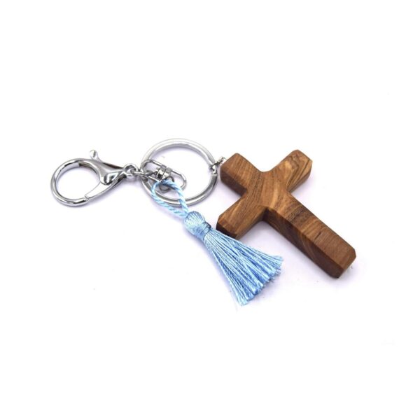 porte clés croix en bois olivier