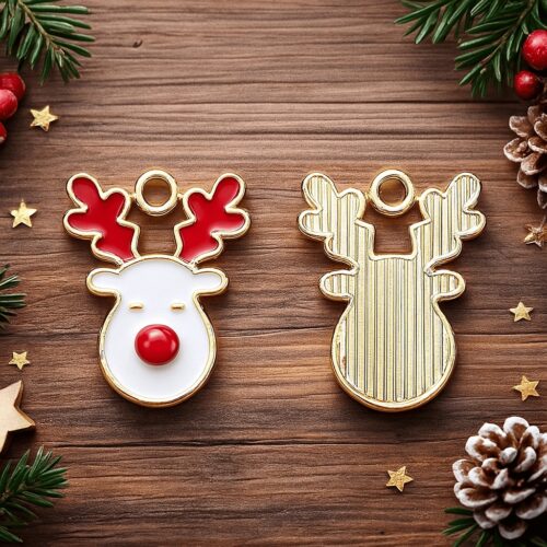 Breloques de noel renne nez rouge, confection de bijoux diy