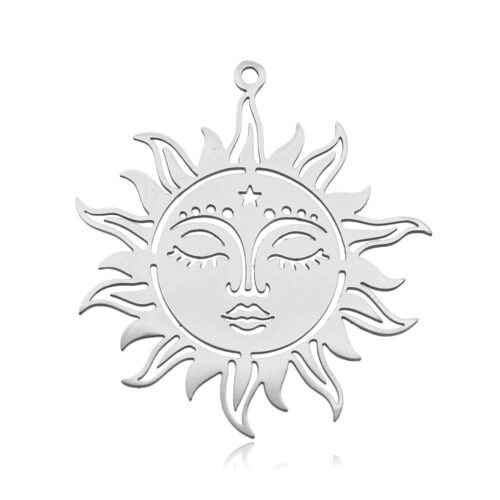 Pendentif soleil argent acier inoxydable 304 x1